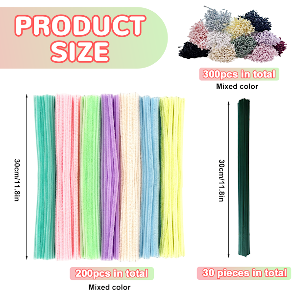 Piprensare och självhäftande wiggle-ögon set, julpiprensare, piprensare i bulk, konst- och hantverksmaterial, chenille-stänger piprensare
