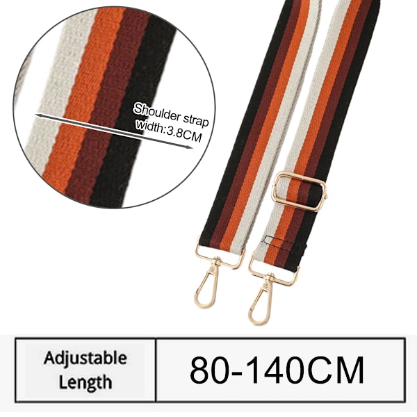 2 st väska rem, 3,8 cm bred väska rem ersättning crossbody handväska randig justerbar axelväska, justerbar 80-140 cm