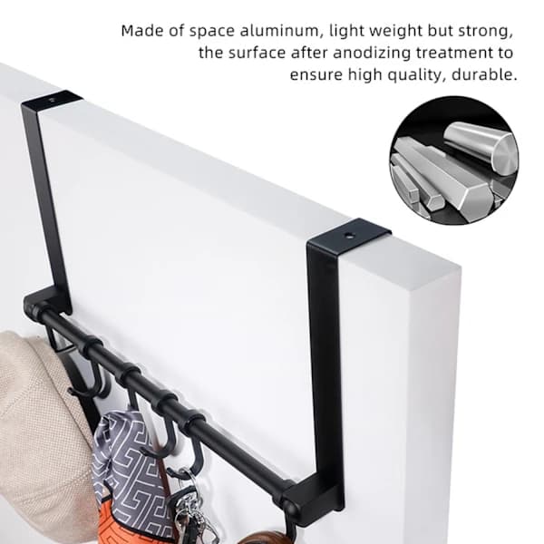 Aluminium Tøjkrog, Over Dør Sort Sort Svart