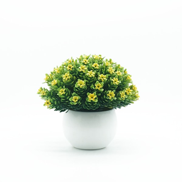 Konstgjord Halvcirkel Cypress Krukväxt Simulerad Plantering Kruka Ornament Dekoration (Gul)
