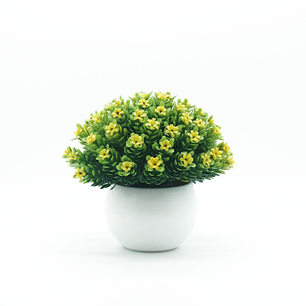 Kunstig Halvcirkelformet Cypress Pottet Simuleret Plantning Potte Ornament Dekoration (Gul)