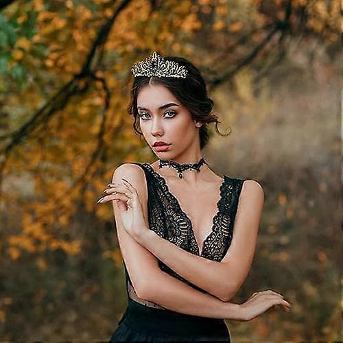 «Bursdagsdronning» Skjerf og Rhinstein Tiara Sett Black
