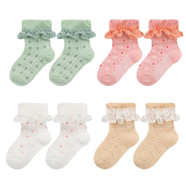 Vauvan tytön sukat Retro Toddler peplum-helma reunustettu tupsu nauha-säädettävä nilkkasukat Pienet tytöt saappaat sukat