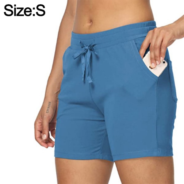 Sommerkvinder Solid Farve Tættsiddende Lomme Talje Snøre Justerbare Shorts
