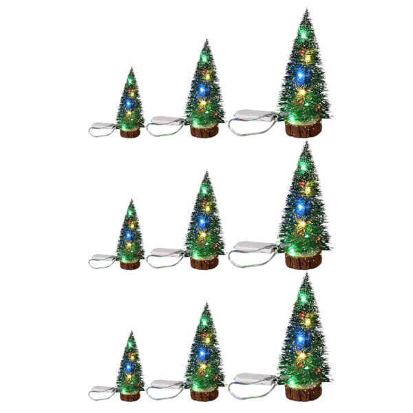 Mini julgranar med träbas, julbordsträd för