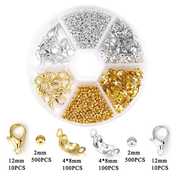 Crafting Essentials: High-Quality Stainless Steel Material Fold-Over Bead Tips, Conceal Knots and Secure Clasps with Confidence