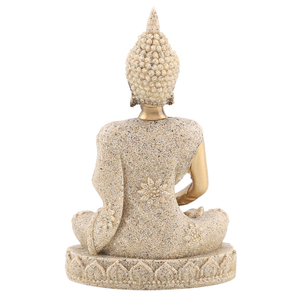 Mediterande sittande Buddha-staty snidning figur hantverk för hemmet
