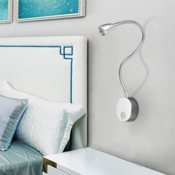 Läslampor vid sängkanten, Huvudjusterbar Minimalistisk LED-läslampa för säng, Dimbar Touch Switch Sänglampa för Sovrum Vardagsrum Kontor, Läsning