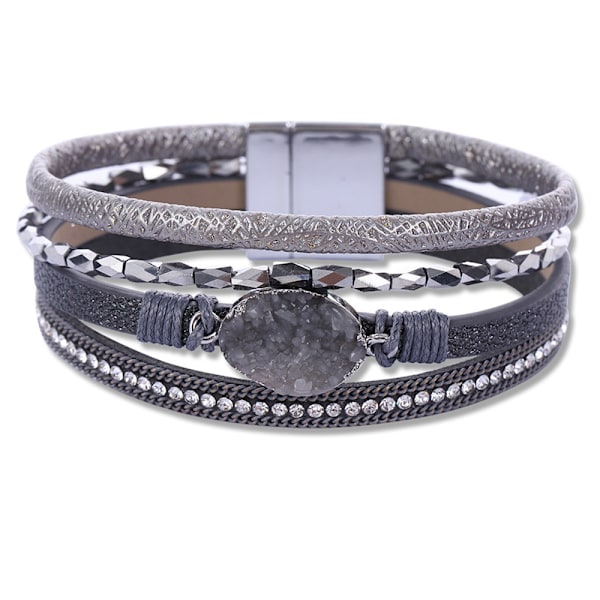 Vintage läder PU kant magnet spänne armband