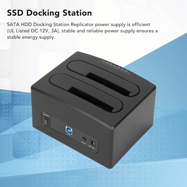 Hårddiskläsare USB 3.0 till SATA I II III Dubbelfack Extern HDD Dockningsstation Offline Klonkopiering för 2,5 tum 3,5 tum HDD SSD EU-kontakt