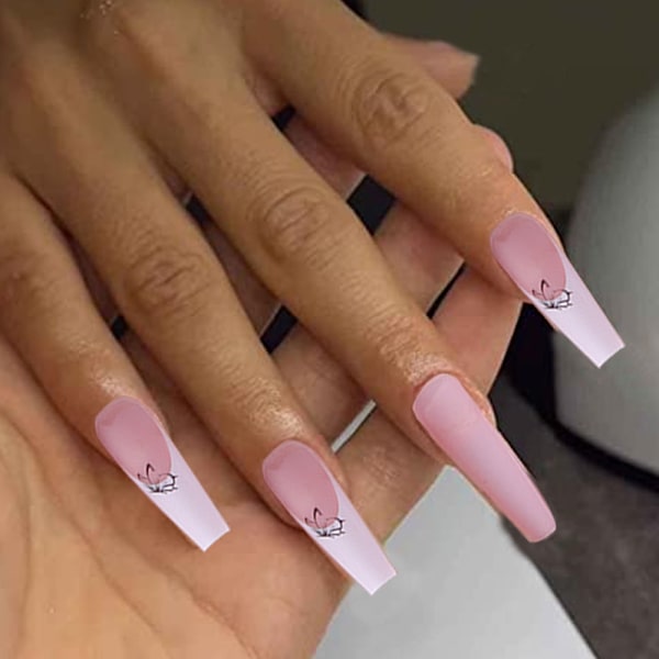 Avtagbare falske neglplaster, lange negler, ballettnegler, negltips, neglplaster (24 stk)