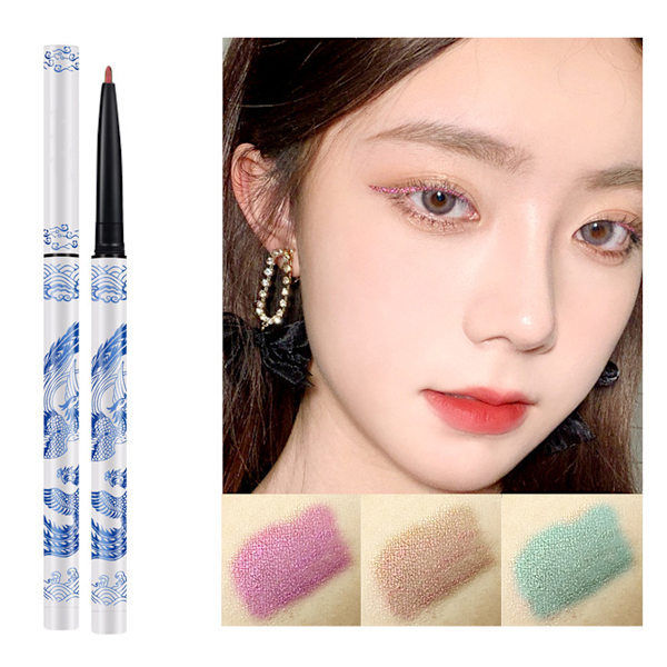 2 kpl Glitter Sparkle Shimmer Sininen & Pinkki Geeli Eyeliner Meikki Kynä Setti, Värikäs Sparkle Silmäluomen Kynä Vedenkestävä Tahrasuoja Pitkäkestoinen