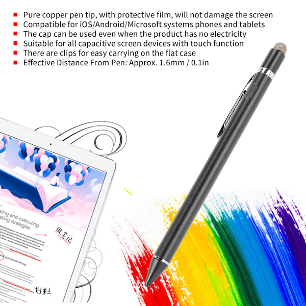 Pekstift Svart för IOS/Android Universal Kapacitiv Penna för Huawei/Vivo WYH0004