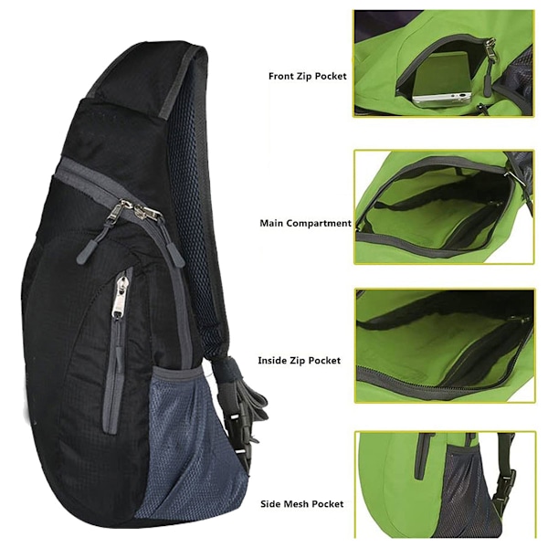 Männs ryggsäck liten crossbody bröstrem ryggsäck hopfällbar sportväska utomhus axelväska