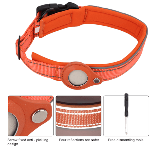 Hundhalsband Anti-Lost Spårning Nylon Reflex Hundhalsband för Vandring Klättring Jogging 30-38cm