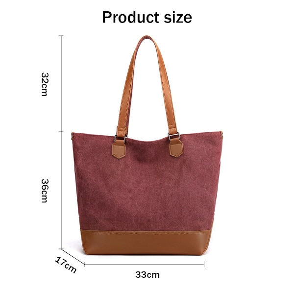 Canvas-käs laukku Canvas-nahka-tote-laukku Moniosastoinen Tote-lompakko-laukut