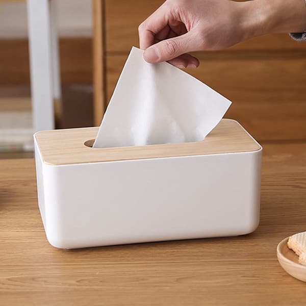 Chic Tissue Box, Wooden Tissue Box with Removable Holder and Modern Look for Home Office Decor[TT]