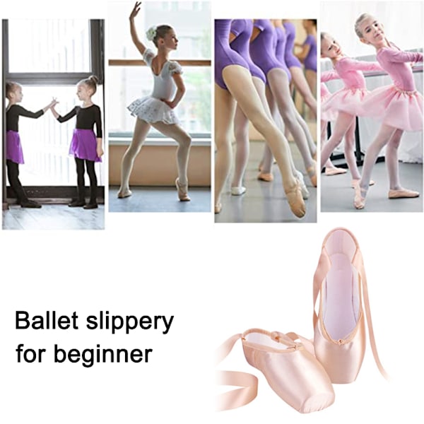 Balett Poängskor Flickor Kvinnor Band Ballerina Skor med Tådynor