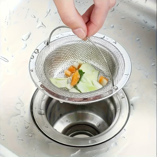 Stainless Steel Sink Strainer with Handle, Rust-proof Mesh, Prevents Drain Clogging and Vegetables[TT]