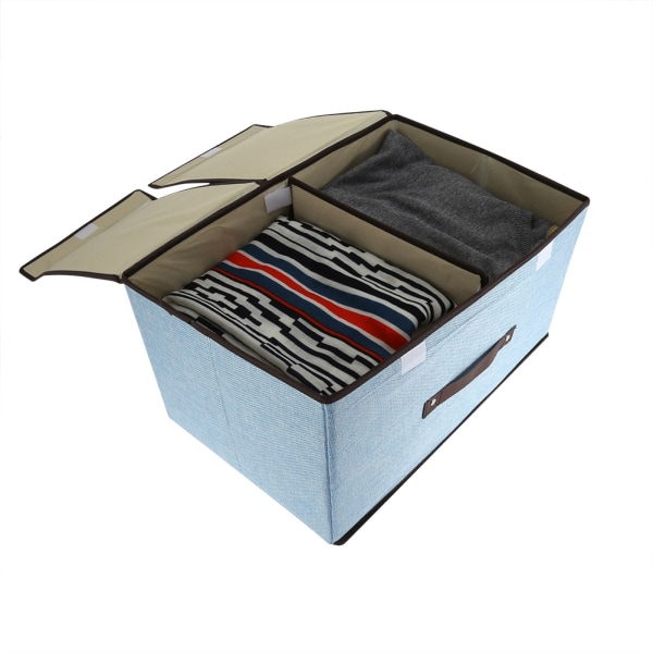 2-sektions förvaringsbox- organizer med lock och avtagbar