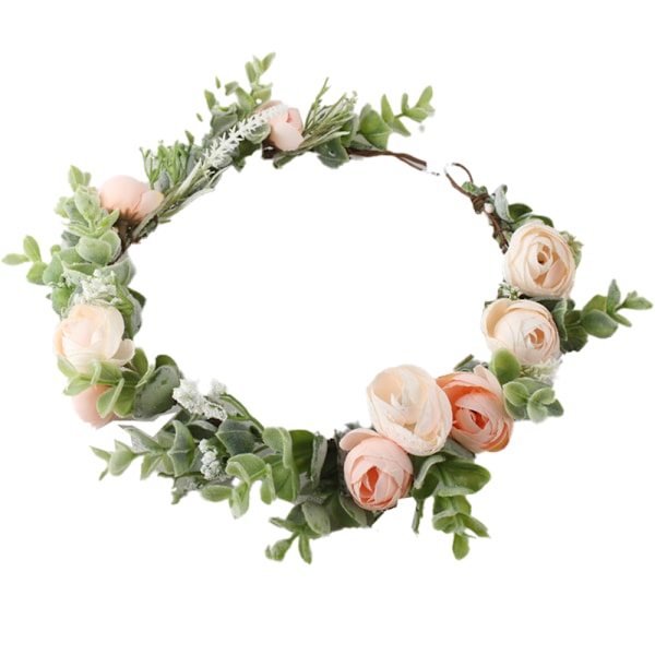 Blomsterkrans for høstbryllup - Kunstig baby's breath, lilla brudehodepynt, grønn krans