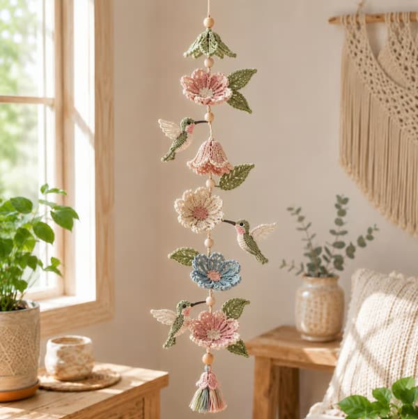 Kolibrin puutarhakaskadin virkkaussarja tee-se-itse-koristeeksi DIY Bee Ornament Kit