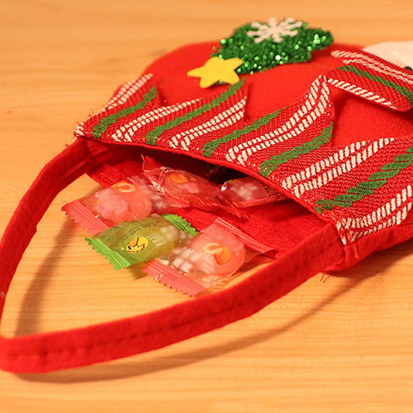 Julklappspåsar för dockor med dragsko, återanvändbara, stickade säckar i jutetyg med tomtemotiv