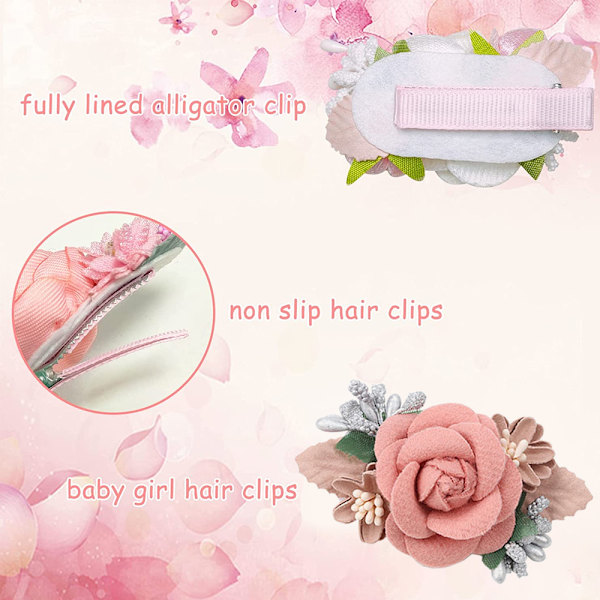Blomsterhårklämmor Set 3st Blommiga Hårrosett Tillbehör för Baby Flickor Toddles Tonåringar Gåvor, Olika Stilar