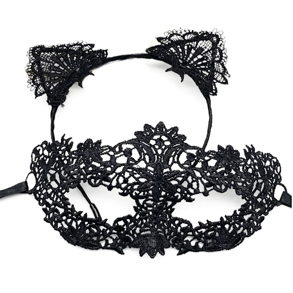 Mode Catteører Hårbånd Blonder Øjenmaske Kostume Par Søde Sexy Øjenmaske Maskerade Maske Hår Elastisk Bøjle