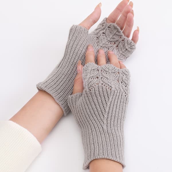 2 par Dame Vinter Armvarmere Varme Fingerløse Hansker Håndheklet Combination 3