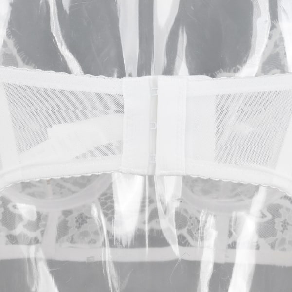 Spetsbh-set Underkläder Blommig Justerbar Rem V-ringad Transparent Bh Trosset för Kvinnor Vit 75B