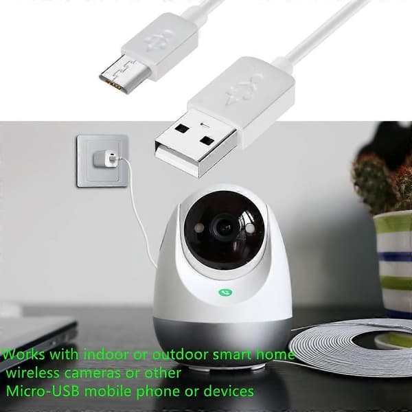 Lang USB til Micro USB-kabel til CCTV-kamera, tykt materiale, hurtig opladning med indbygget spændingsforstærkerchip 10m