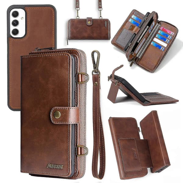 För Samsung Galaxy A54 5G Avtagbart 2-i-1 Telefonplånboksfodral Ställ Multifunktionsskydd Brow Brown Samsung Galaxy A54 5G