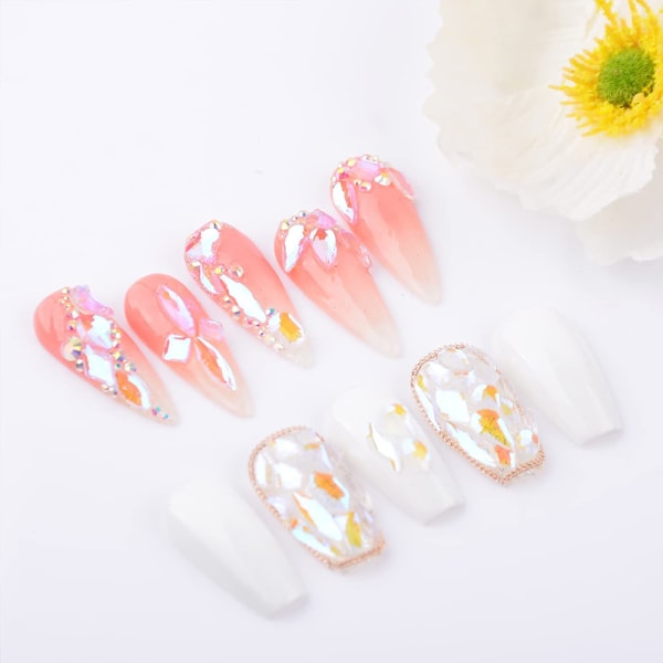 90 stk. Neglekunst Aurora Rhinestones Multi Form Mix Neglekrystal Håndværk Skinnende DIY Neglekunst Design