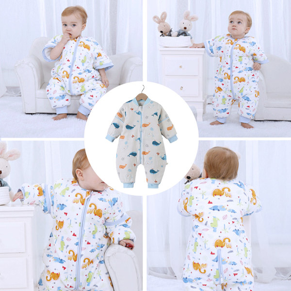 Barne-sovepose med lange ermer i bomull, unisex soveposer