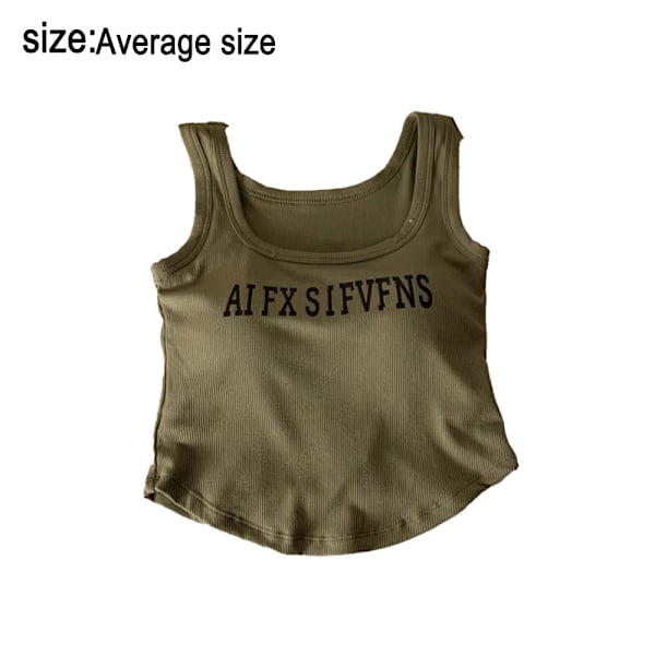 Tanktopp for kvinner med rund hals og racerback, uten ermer, avlingstopp, gjennomsnittlig kode