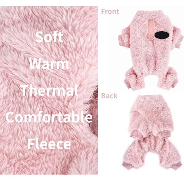 Hundepyjamas til små hunde Vinter Hundetrøje med snorring Varmt Hvalpe Fleece Kæledyrs Tøj Outfits Pink Sød Hund (Pink)