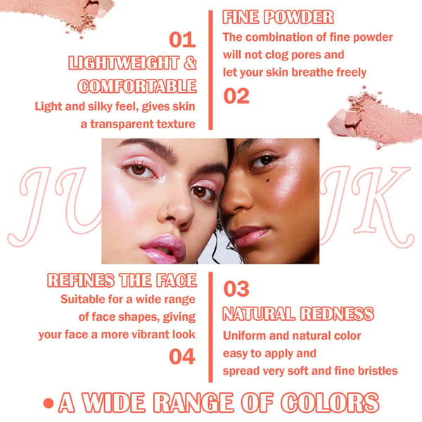 Color Shimmer Silky Matte Blush & Contour Highlighter Set With Makeup Brush