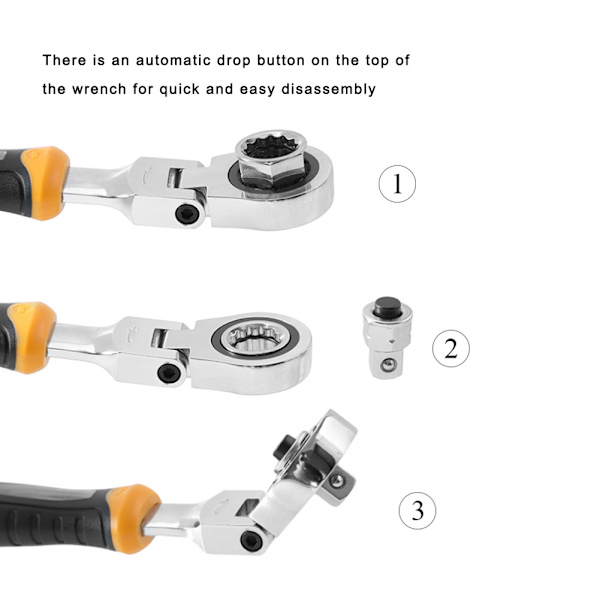 5 stk Sokkel Ratchet Nøkkelsett 1/4 tommer 3/8 tommer 1/2 tommer metrisk Sokkel 180 Graders Rotasjon