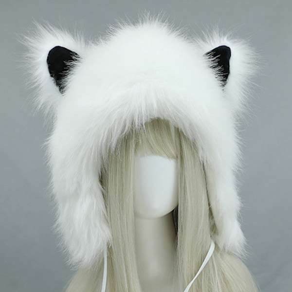 Katt Djur Tema Luva Mössor Öronlapp Mössor Vinter Mjuk Fluffig Plysch Fest Halloween Kostym Huvudbonad, Julgåva