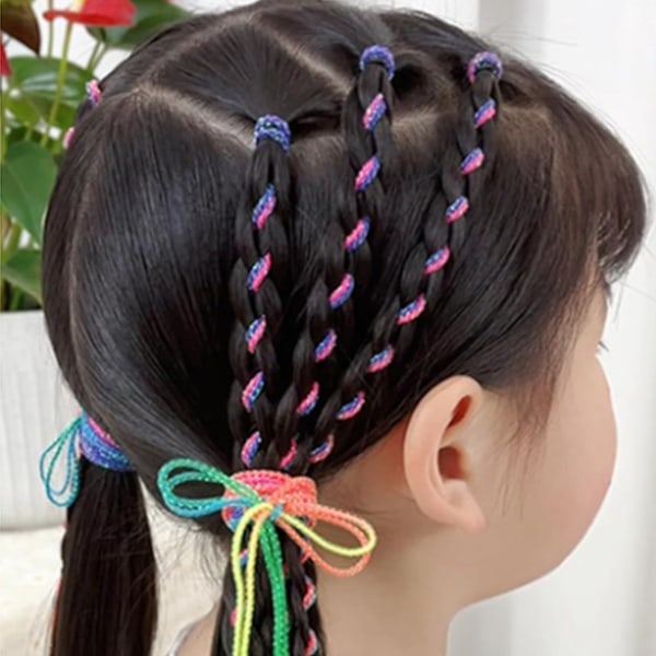 50 stk. Hårfletninger Assorterede Gradient Farverige Flettede Hårrebåndssæt til Hestehale Fletninger Kvinder Pige DIY Fletning Hårstyling Tilbehør Wraps