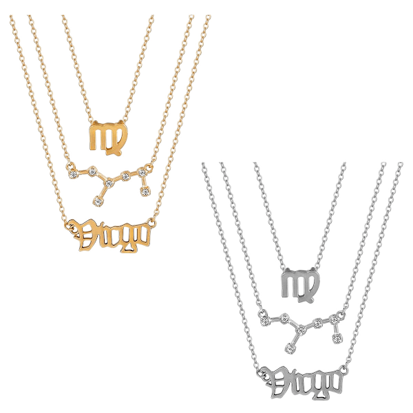 6 stjärntecken lager halsband för kvinnor flickor, stjärnbildhänge halsband brev horoskop halsband smycken födelsedagspresent