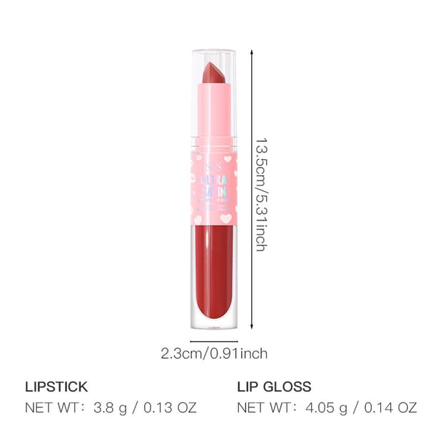 Dobbelt-sidet mat, non-stick, vandfast læbestift + lipgloss SLS003