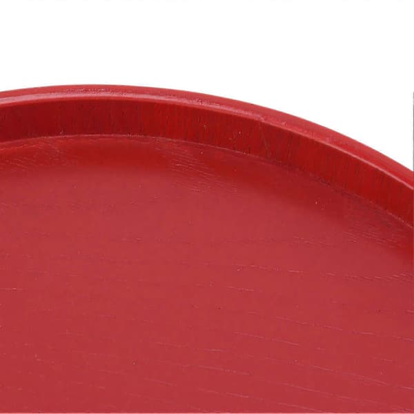 Tebricka Trä Vinröd Rund Teplatta Grönt Te Bakning Serveringsbricka för Hem Tebod 24cm / 9.45in