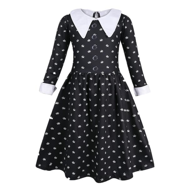 Onsdag pige rollespil kostume kjole rollespil Halloween Cos .4 140cm