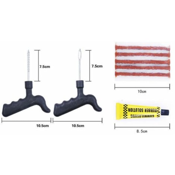 30 st naturgummi däckreparationsbits bildäcksbit 6MM10CM Motorcykeldäckreparationssats med 2 installationsverktyg Tubeless reparationssats Motorcykel Auto