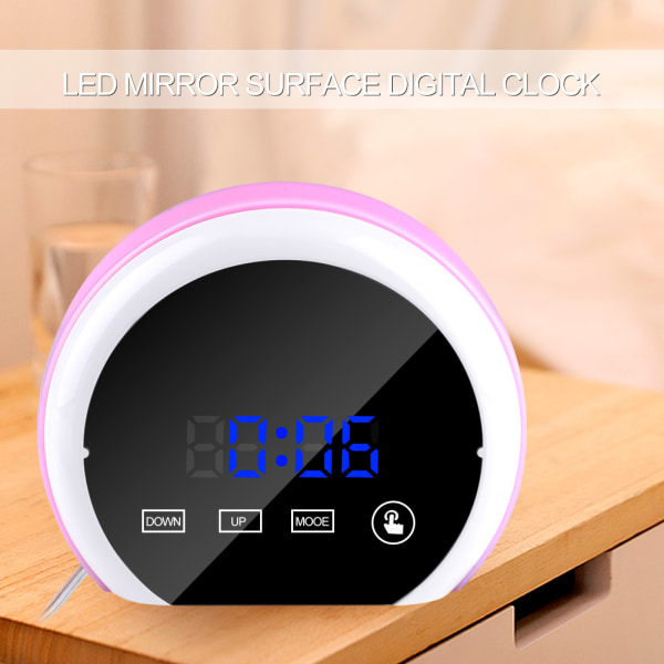 Spegelyta digital väckarklocka Färgglad LED-nattlampa