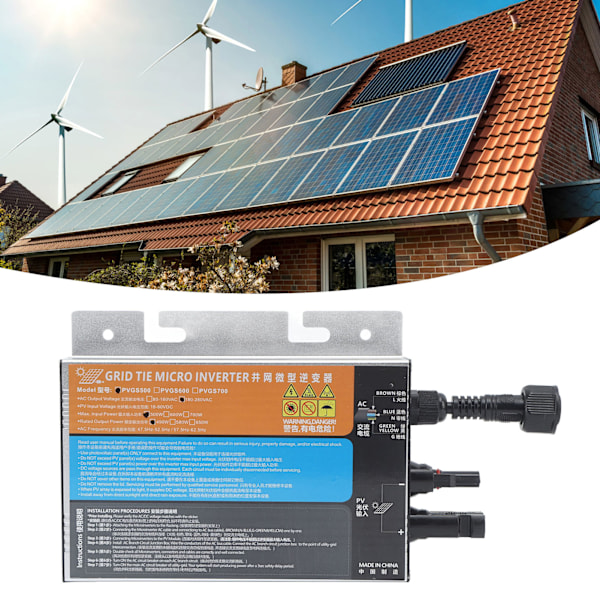 500W Aurinko Mikroinvertteri Siniaaltovirran Suojaus Alumiiniseos AC 220V Aurinkopaneelille