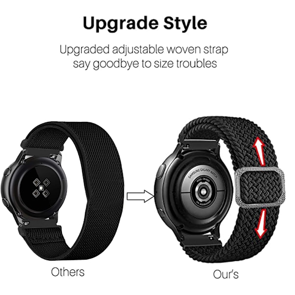 Kompatibel med Huawei Samsung-serien, justerbar stretch nylonrem, flettet nylonrem sports elastiske armbånd for kvinner og menn