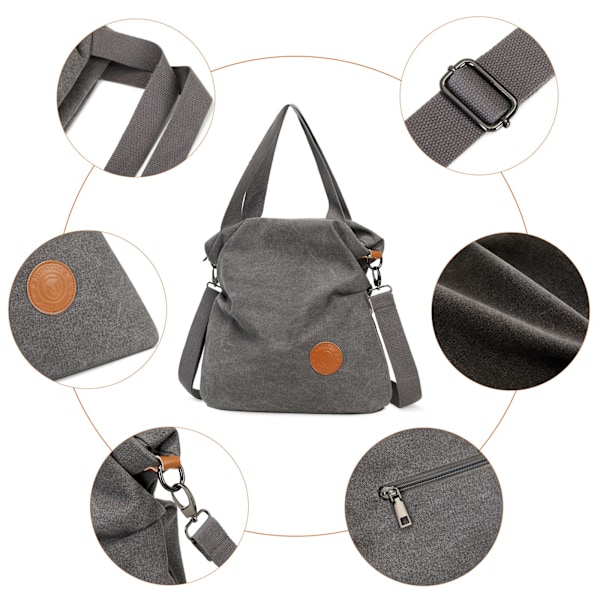 Damen Canvas Handväska, Axelväska, Strandväska, Crossover Bag för Flickor och Kvinnor
